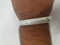 Silver plated laser engraved khandas sikh singh kaur khalsa kara bangle kada u2