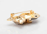 Stunning vintage look gold plated retro cat enamel celebrity brooch broach pin f