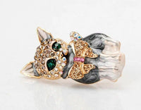Stunning vintage look gold plated retro cat enamel celebrity brooch broach pin f