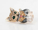 Stunning vintage look gold plated retro cat enamel celebrity brooch broach pin f