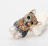 Stunning vintage look gold plated retro cat enamel celebrity brooch broach pin f