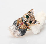 Stunning vintage look gold plated retro cat enamel celebrity brooch broach pin f