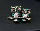 Stunning vintage look gold plated retro owl couple celebrity brooch broach pin f