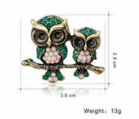 Stunning vintage look gold plated retro owl couple celebrity brooch broach pin f