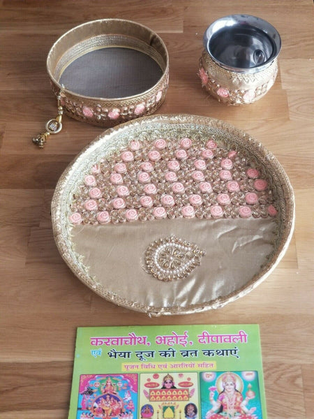 Hindu fast worship karva chauth vrat thali set special pooja karwa vrata katha c