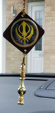 Wooden punjabi sikh large khanda stunning pendant car rear mirror hanging tassel