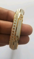 Khanda kara two tone silver gold plated kada sikh singh kaur khalsa bangle u