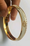 Khanda Kara Two Tone Gold Silver Plated Kada Sikh Bangle Singh Kaur Khalsa Gift U