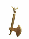 Sikh punjabi brass axe pendant in golden chain singh khalsa kaur locket d12