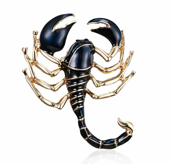 Stunning gold plated vintage look classic scorpion christmas brooch cake pin n4