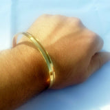 Gold Plated Kara Sikh Kada 24K Gold Look Bangle Singh Kaur Unisex Bracelet J11R One Edge Karha