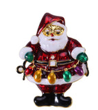 Santa Claus XMas Brooch Vintage look Gold plated broach Celebrity Queen pin i24