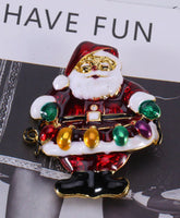 Santa Claus XMas Brooch Vintage look Gold plated broach Celebrity Queen pin i24