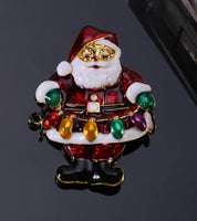 Santa Claus XMas Brooch Vintage look Gold plated broach Celebrity Queen pin i24