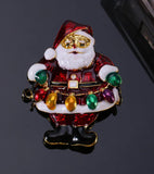 Santa Claus XMas Brooch Vintage look Gold plated broach Celebrity Queen pin i24