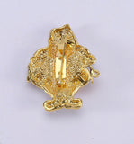 Santa Claus XMas Brooch Vintage look Gold plated broach Celebrity Queen pin i24