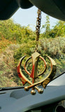Xlarge punjabi sikh steel khanda golden colour car rear mirror hanging pendant