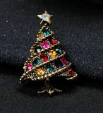 Stunning diamonte gold plated vintage look christmas tree brooch cake pin b1c