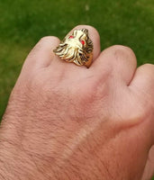 Punjabi Sikh Lion Brass Ring Golden Movie Jawan Sharukh Khan Evil Eye Protection