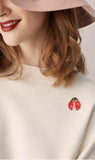 Ladybird beetle brooch vintage look queen broach gold plated bug pin k21 bird