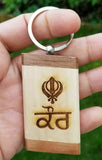 Sikh punjabi word kaur khanda singh kaur khalsa wood key chain key ring gift nn