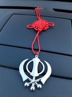 Singh kaur punjabi sikh silver plated khanda pendant car rear mirror hanging a7