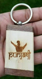 Sikh punjabi word bhangra portrait singh kaur khalsa wood key chain key ring nn