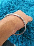 Stunning silver affect round smooth plain sikh khalsa kara bracelet bangle os1