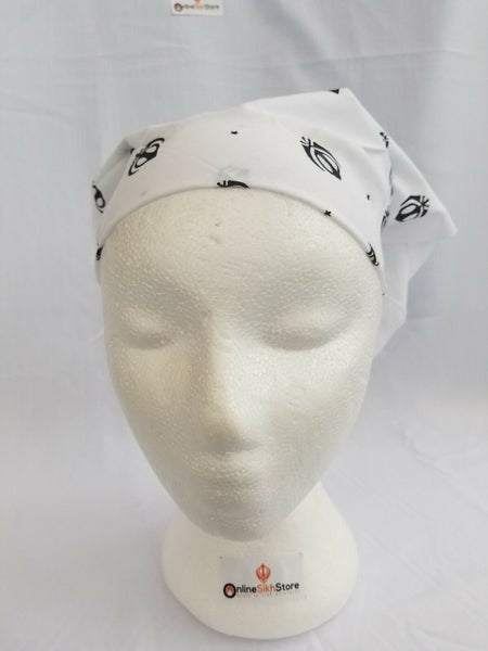 Sikh hindu black khandas white bandana head wrap gear rumal handkerchief gift