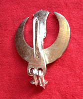 Stunning hand made sarbloh sikh chand tora brooch pin for singh turban patka
