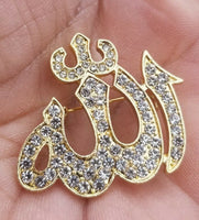 Allah Word Brooch Stunning rhinestones gold plated Muslim Islamic Islam pin iii