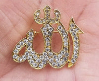 Allah Word Brooch Stunning rhinestones gold plated Muslim Islamic Islam pin iii