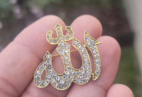 Allah Word Brooch Stunning rhinestones gold plated Muslim Islamic Islam pin iii