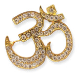 Stunning Diamonte Gold Plated OM Hindu Religious Brooch Broach Cake Pin Gift