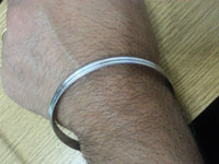 Stunning chrome plated silver tone 5 lines sikh khalsa kara bracelet bangle w