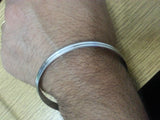 Stunning chrome plated silver tone 5 lines sikh khalsa kara bracelet bangle w