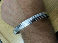 Stunning chrome plated silver tone 5 lines sikh khalsa kara bracelet bangle w