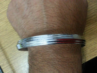 Stunning chrome plated silver tone 5 lines sikh khalsa kara bracelet bangle w