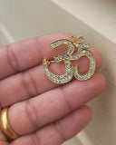 Stunning Diamonte Gold Plated OM Hindu Religious Brooch Broach Cake Pin Gift