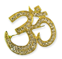 Stunning Diamonte Gold Plated OM Hindu Religious Brooch Broach Cake Pin Gift