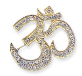 Stunning Diamonte Gold Plated OM Hindu Religious Brooch Broach Cake Pin Gift