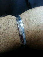 Stunning chrome plated silver tone 5 lines sikh khalsa kara bracelet bangle w
