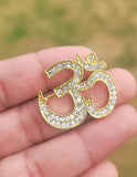 Stunning Diamonte Gold Plated OM Hindu Religious Brooch Broach Cake Pin Gift