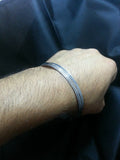 Stunning chrome plated silver tone 5 lines sikh khalsa kara bracelet bangle w
