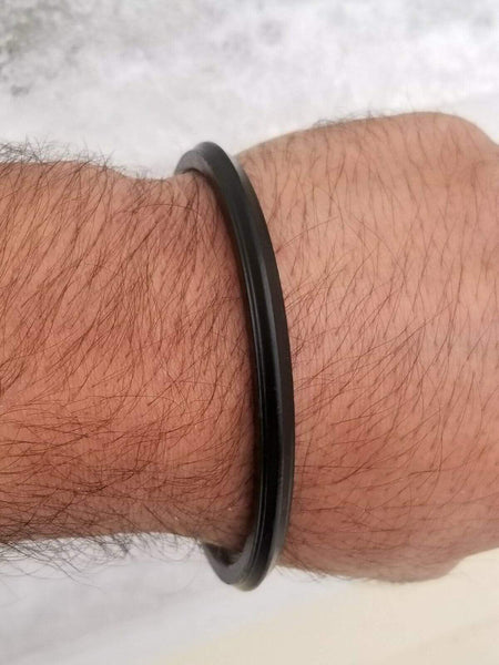 Black Sarbloh Iron Kada One Edge Smooth SikhSsingh kaur khalsa Kara Bangle L7