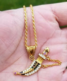 Punjabi Sikh Kirpan Pendant Gold Plated Necklace Adjustable Chain Panjabi UK New Gift