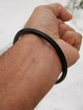 Black Sarbloh Iron Kada One Edge Smooth SikhSsingh kaur khalsa Kara Bangle L7