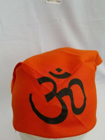 Sikh hindu punjabi india orange om  bandana head wrap gear rumal handkerchief