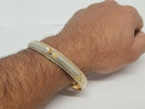 Silver gold plated laser engraved khandas sikh singh kaur khalsa kara bangle p1