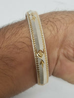 Silver gold plated laser engraved khandas sikh singh kaur khalsa kara bangle p1